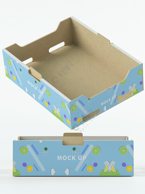 原創(chuàng)3D蔬菜水果托盤(pán)紙盒樣機(jī) 中秋佳節(jié)綠色禮品包裝新趨勢(shì)